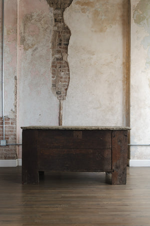 Antique Bluestone & Wooden Coffer or Chest