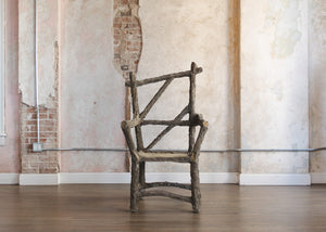 Large Cast Stone Faux Bois Chair