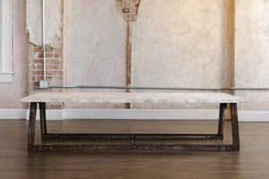 Antique French Marble & Iron Coffee Table