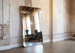 Large Hourglass Brass Mirror in the Style of Gio Ponti