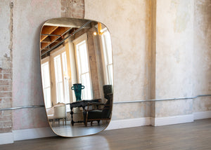 Large Gio Ponti Style Brass Mirror
