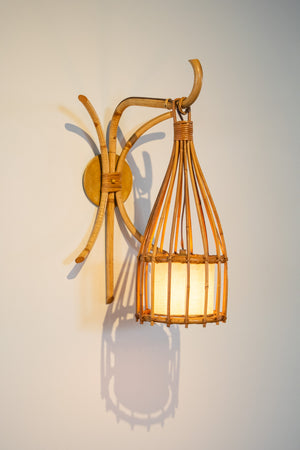 Louis Sognot Rattan Sconce