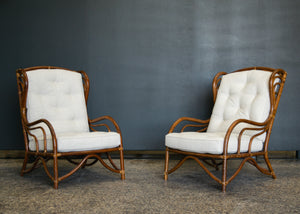 Pair of Vintage Rattan Lounge Chairs