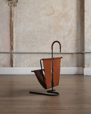 Leather Magazine Rack by Jacques Adnet