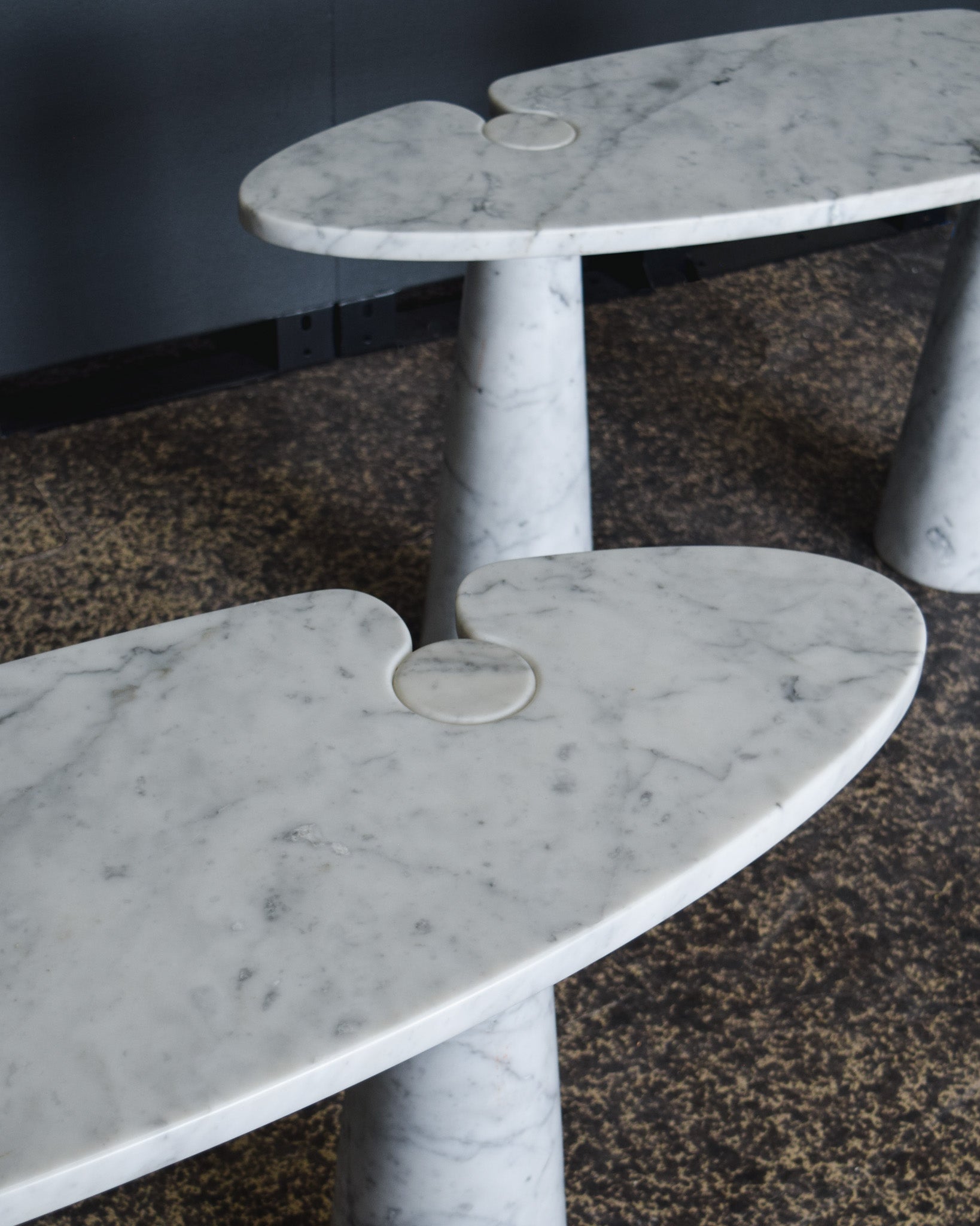 Pair of Angelo Mangiarotti Marble Console Tables