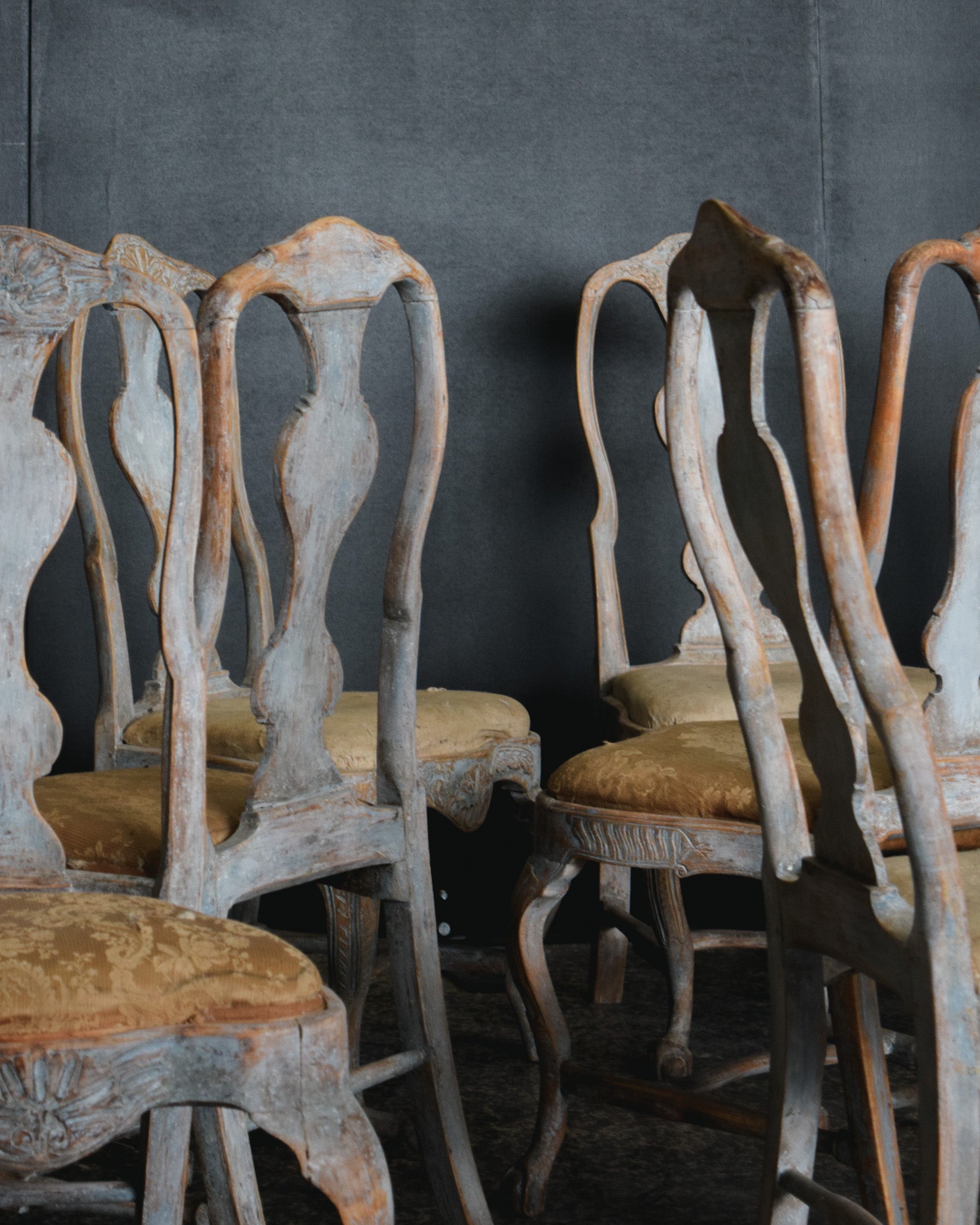 Set of (4) Rococo Dining Chairs