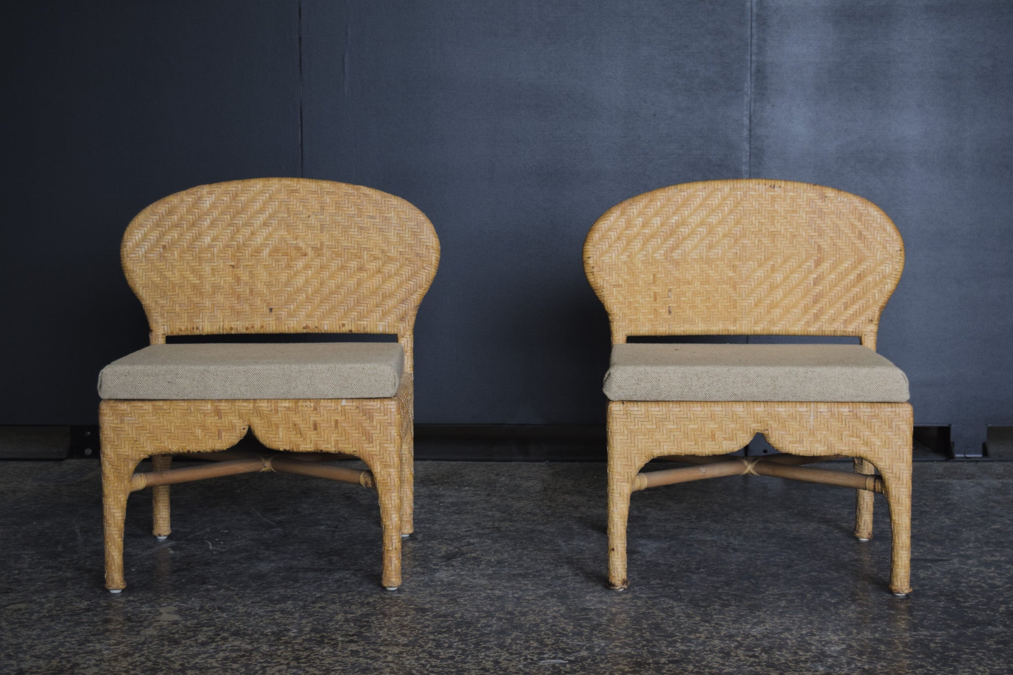 Pair of French Braided Leather Chairs