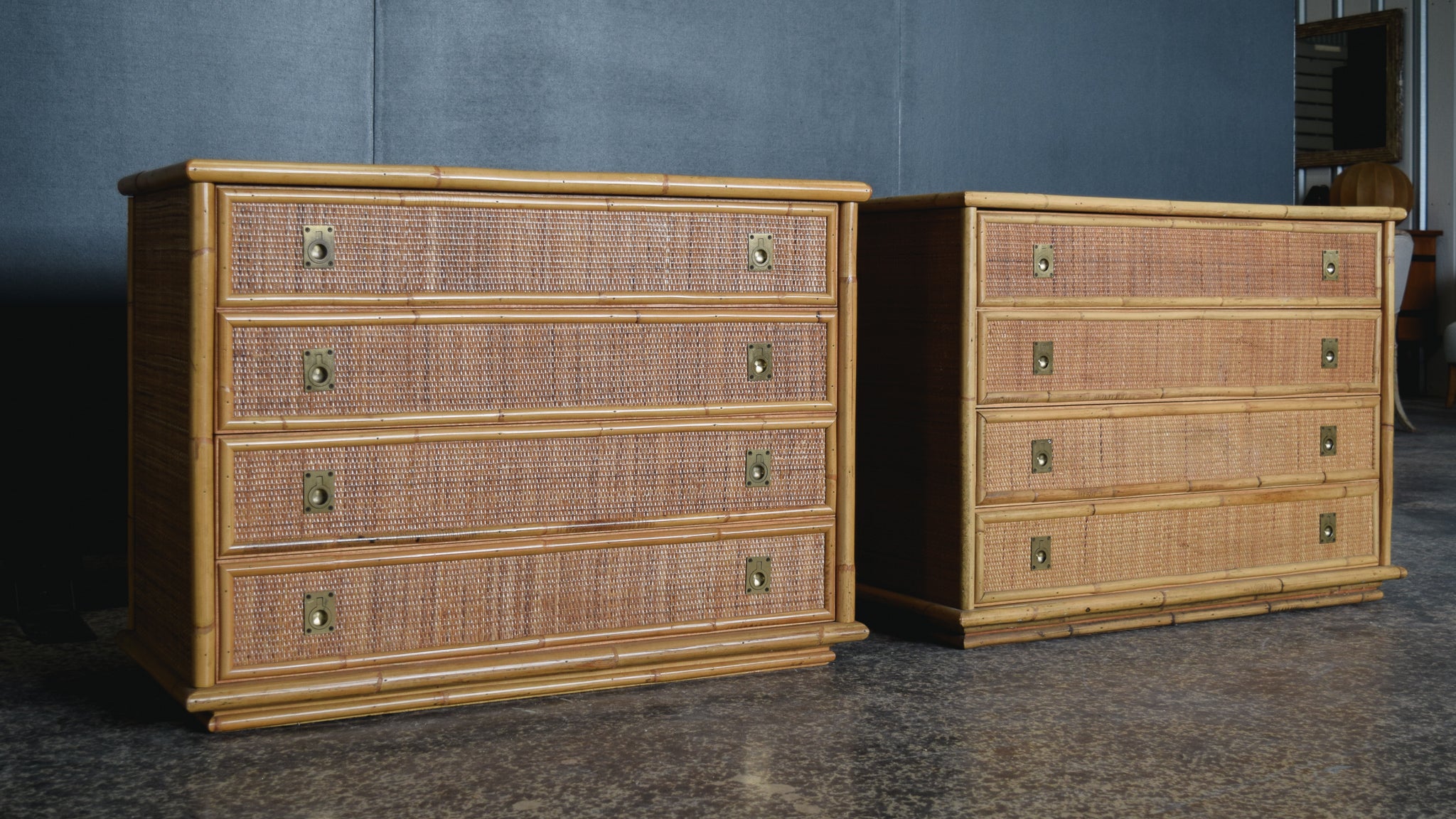 Pair of Mid Century Wicker Chests