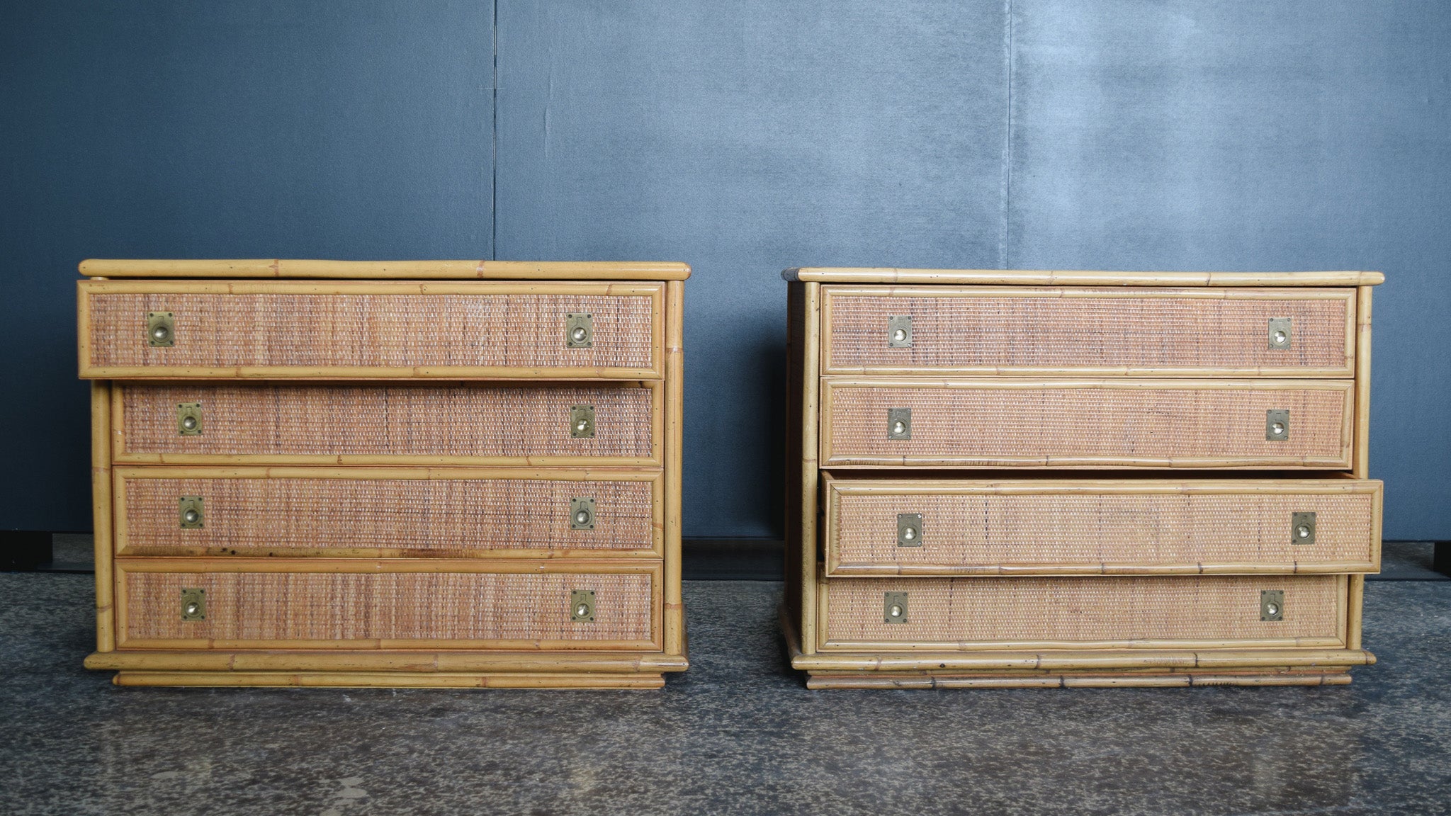 Pair of Mid Century Wicker Chests
