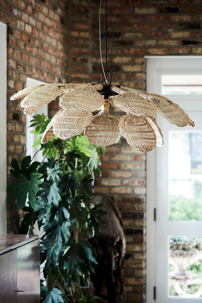 French Rattan Chandelier