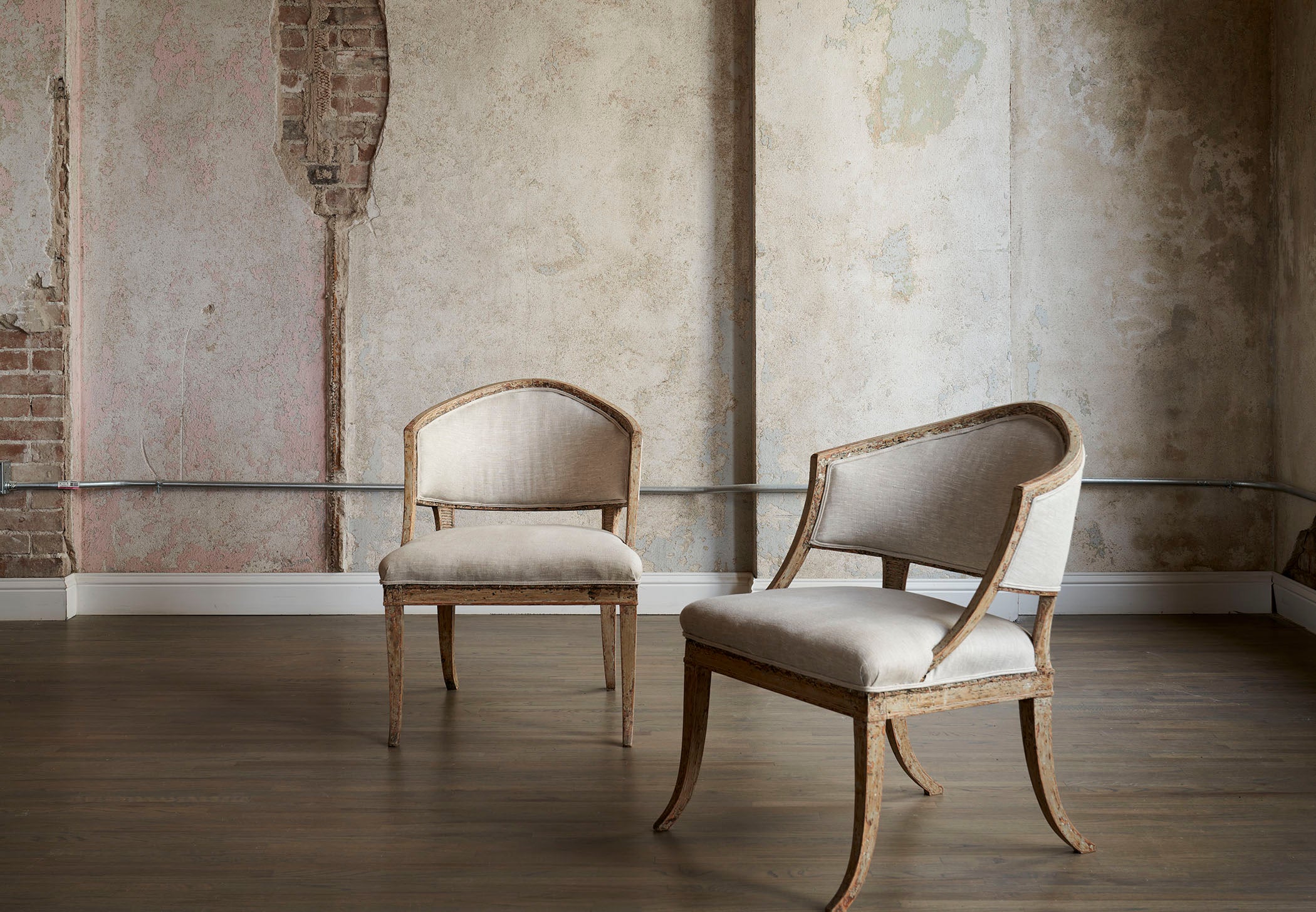 Pair of Gustavian Barrel Back Chairs