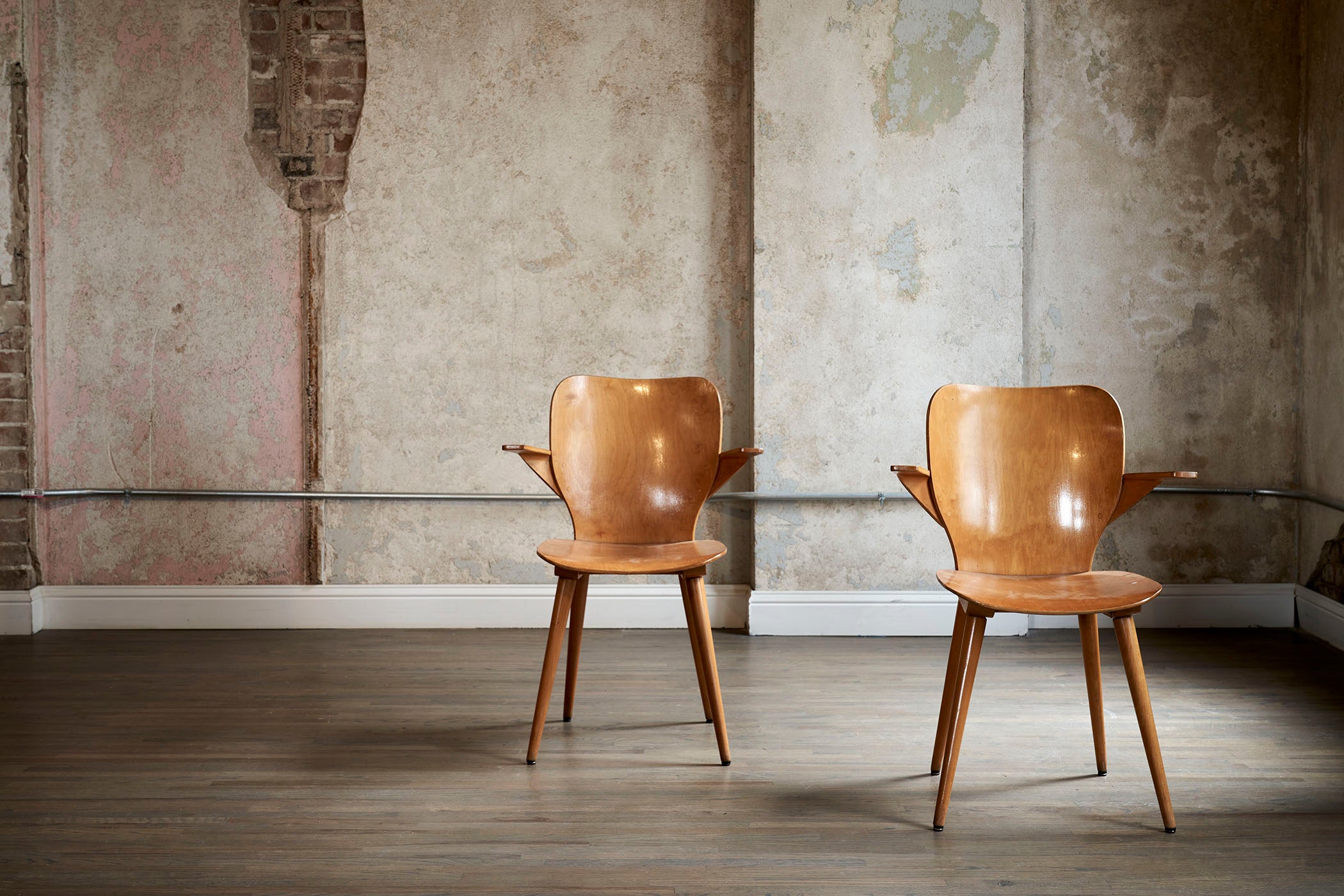 Pair of Midcentury Bent Plywood Chairs