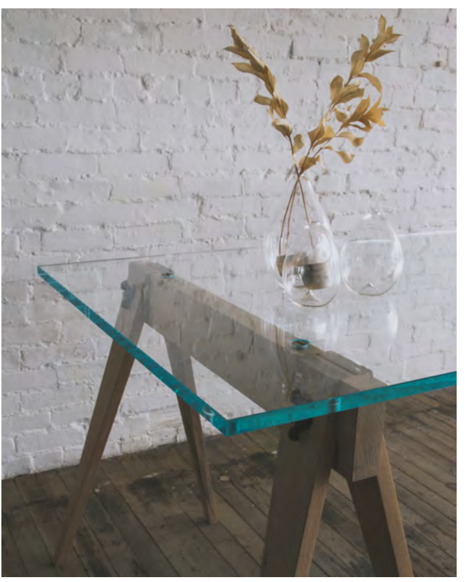 Glass top sawhorse desk deals
